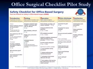 Office Surgical Checklist Pilot Study