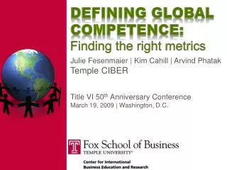 Defining Global Competence: Finding the right metrics