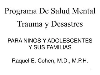 Programa De Salud Mental Trauma y Desastres