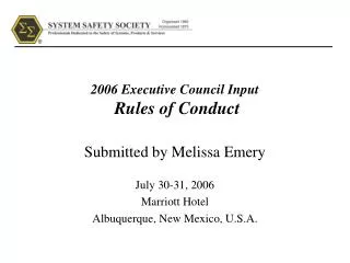 2006 Executive Council Input Rules of Conduct