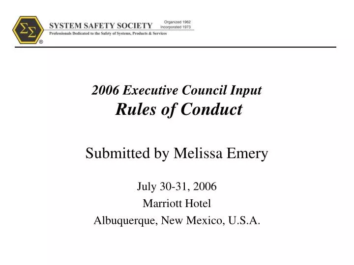 2006 executive council input rules of conduct
