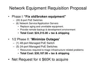 Network Equipment Requisition Proposal