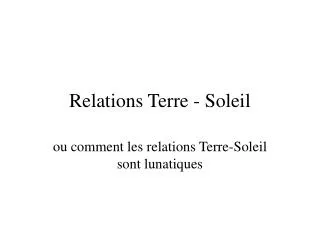 Relations Terre - Soleil