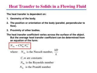 Heat Transfer to Solids in a Flowing Fluid