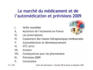 le march du m dicament et de l autom dication et pr visions 2009