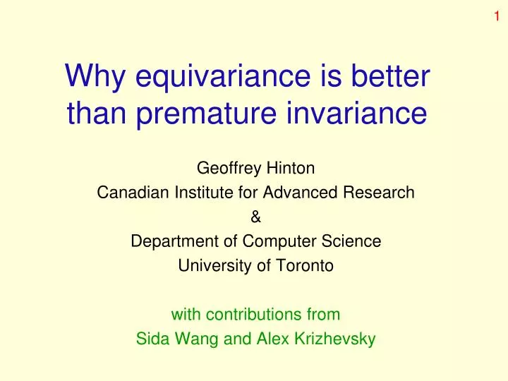 why equivariance is better than premature invariance