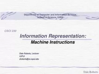 Information Representation: Machine Instructions