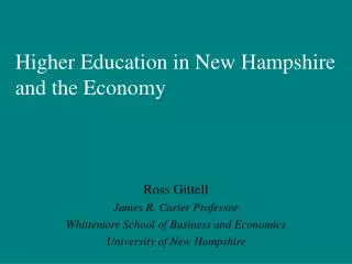 Higher Education in New Hampshire and the Economy