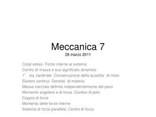 Meccanica 7 28 marzo 2011