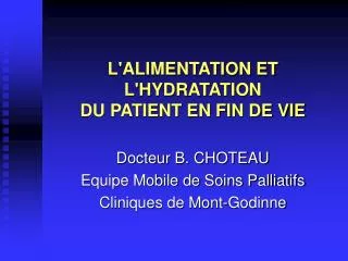 l alimentation et l hydratation du patient en fin de vie