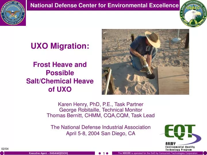 uxo migration frost heave and possible salt chemical heave of uxo