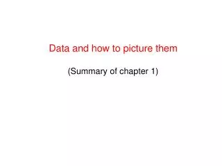 Data and how to picture them (Summary of chapter 1)