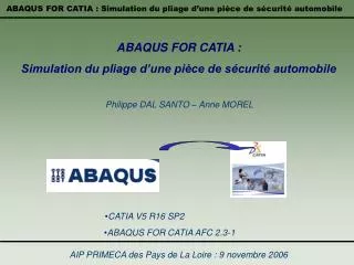 ABAQUS FOR CATIA : Simulation du pliage d’une pièce de sécurité automobile