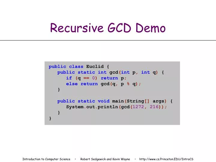 recursive gcd demo