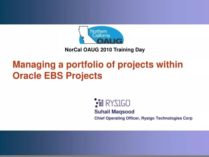 managing a portfolio of projects within oracle ebs projects