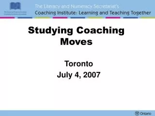 Studying Coaching Moves