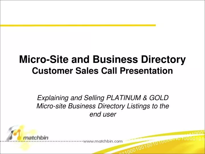 micro site and business directory customer sales call presentation