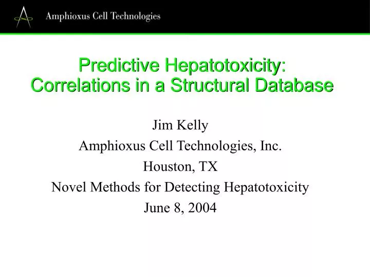 predictive hepatotoxicity correlations in a structural database