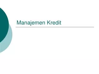 Manajemen Kredit