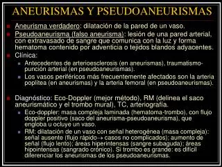 aneurismas y pseudoaneurismas