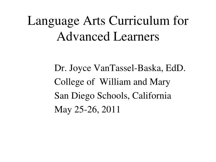 language arts curriculum for advanced learners