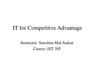 IT for Competitive Advantage