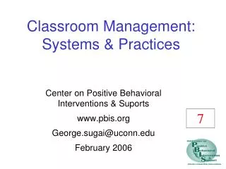 Classroom Management: Systems &amp; Practices