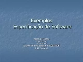 Exemplos Especificação de Software
