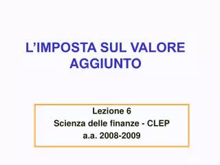 l imposta sul valore aggiunto