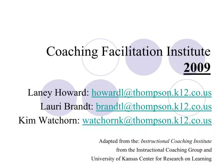 coaching facilitation institute 2009