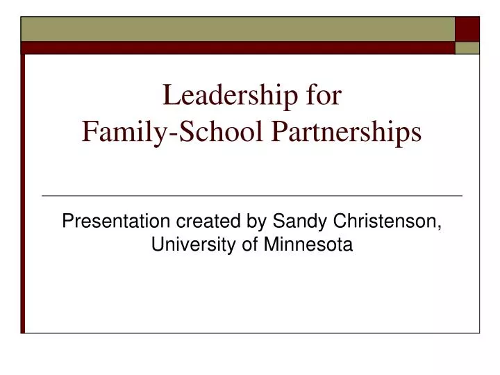 leadership for family school partnerships
