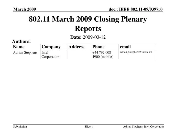 802 11 march 2009 closing plenary reports