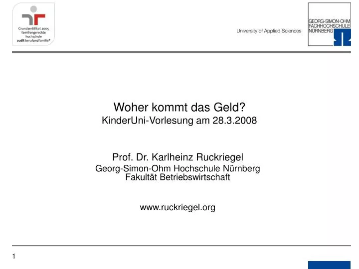 woher kommt das geld kinderuni vorlesung am 28 3 2008