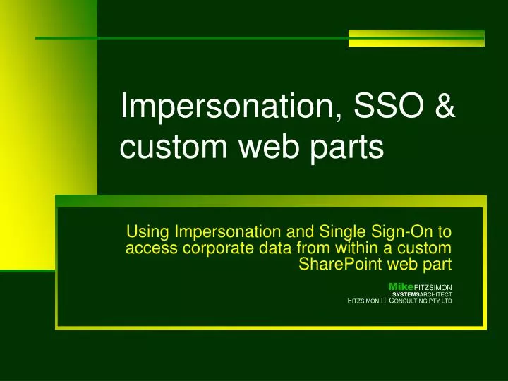impersonation sso custom web parts