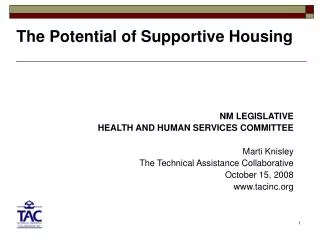 The Potential of Supportive Housing