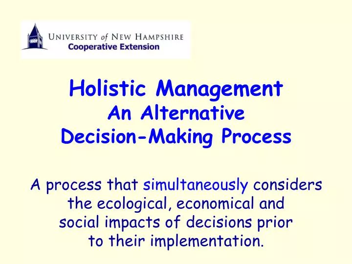 holistic management an alternative decision making process