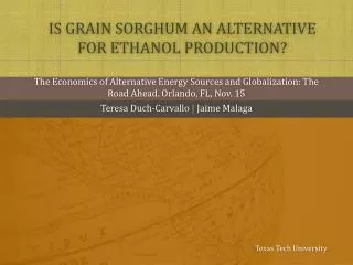 Is grain sorghum an alternative for ethanol production?