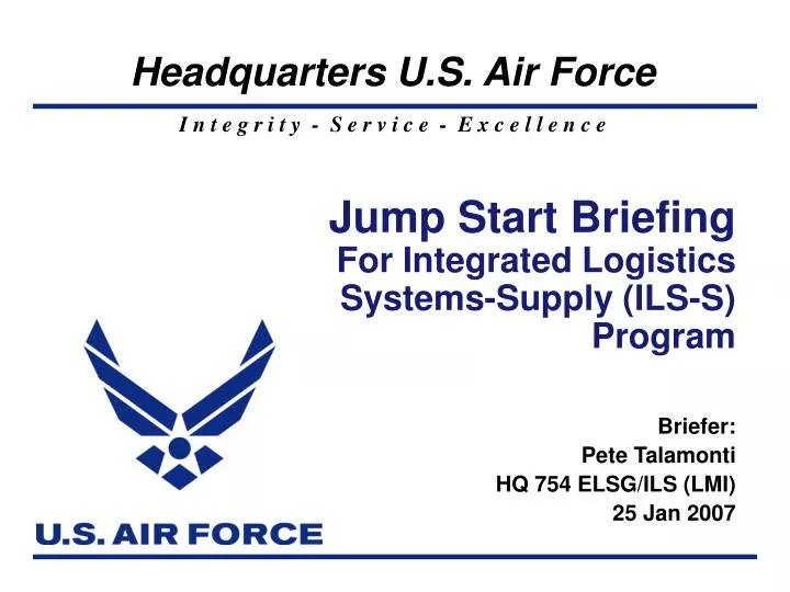 jump start briefing for integrated logistics systems supply ils s program
