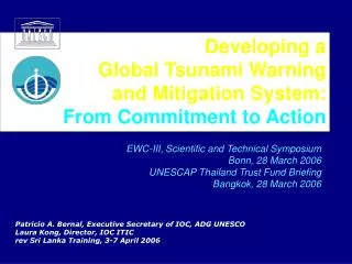 Developing a Global Tsunami Warning and Mitigation System: From Commitment to Action
