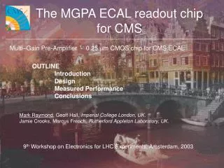 The MGPA ECAL readout chip for CMS
