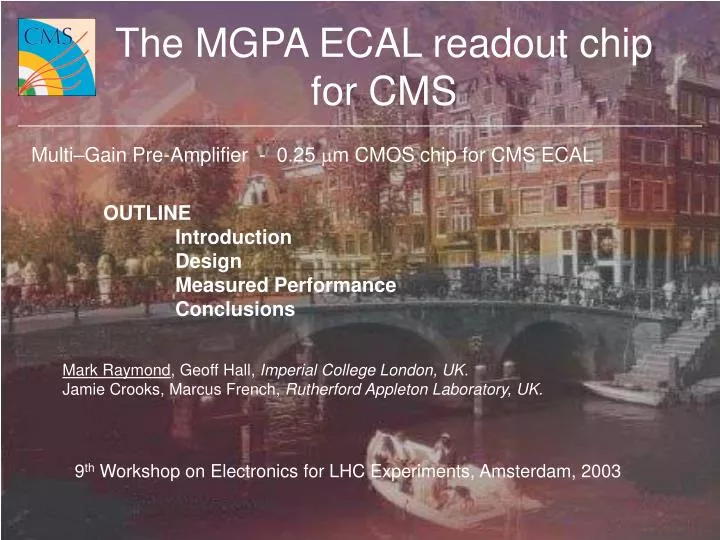the mgpa ecal readout chip for cms
