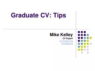 Graduate CV: Tips