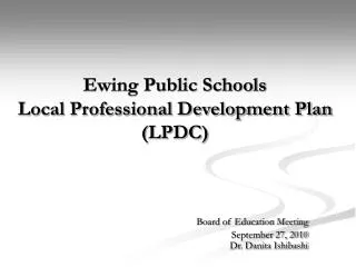 Ewing Public Schools Local Professional Development Plan (LPDC)
