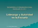 DESARROLLO ORGANIZACIONAL ESCOLAR (D.O.E.) Liderazgo y Autoridad en la Escuela