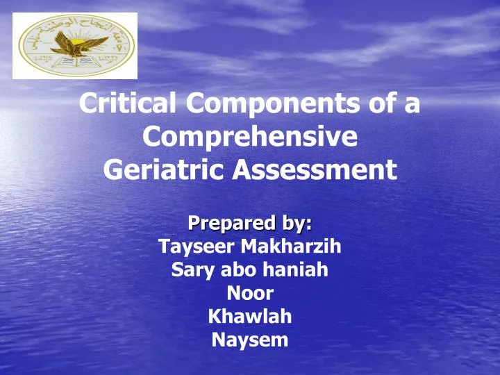 critical components of a comprehensive geriatric assessment