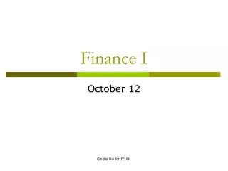 Finance I