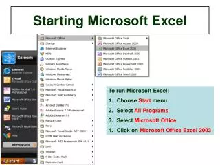 Starting Microsoft Excel