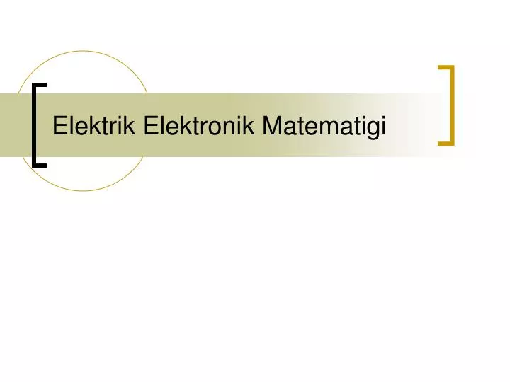 elektrik elektronik matematigi