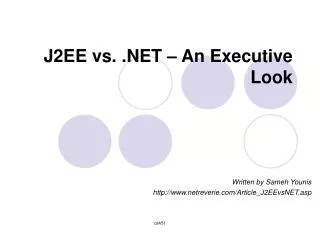 J2EE vs. .NET – An Executive Look
