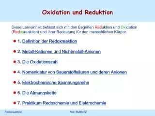 Oxidation und Reduktion